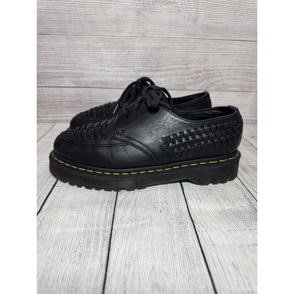 Dr Martens 1461 Bex WVN Basketweave Leather Oxford Sz 8 Men Black Luxor Shoes - Picture 3 of 13